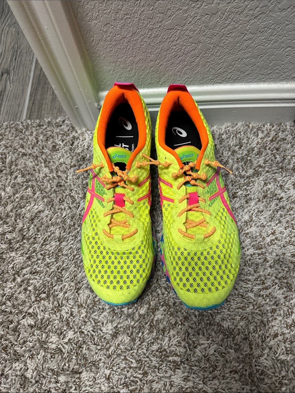 ASICS Gel Noosa Tri-12 Women’s Neon Yellow and Pink Athletic Sneakers